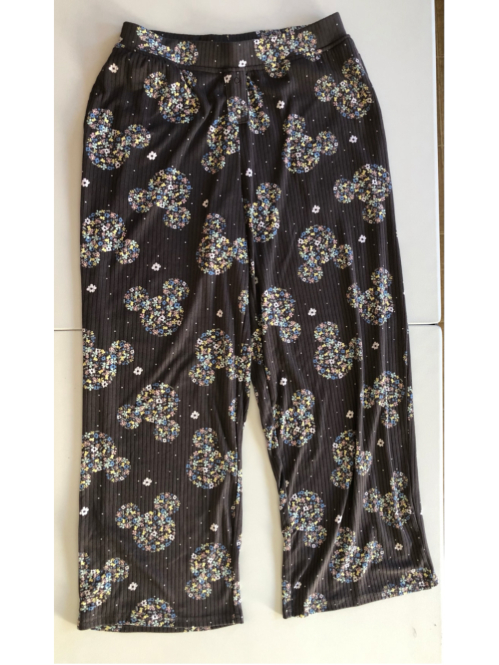Size XS (0-2) Disney Mickey Mouse Whimsical Knit Pull Up Floral Lounge Pants - Picture 9 of 10